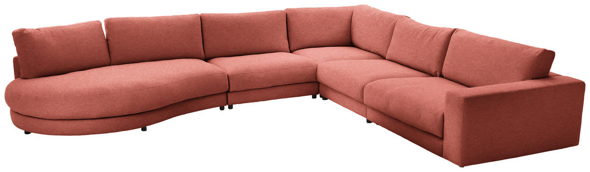 ECKSOFA in Flachgewebe Orange  - Schwarz/Orange, Design, Kunststoff/Textil (425/365cm) - Lomoco