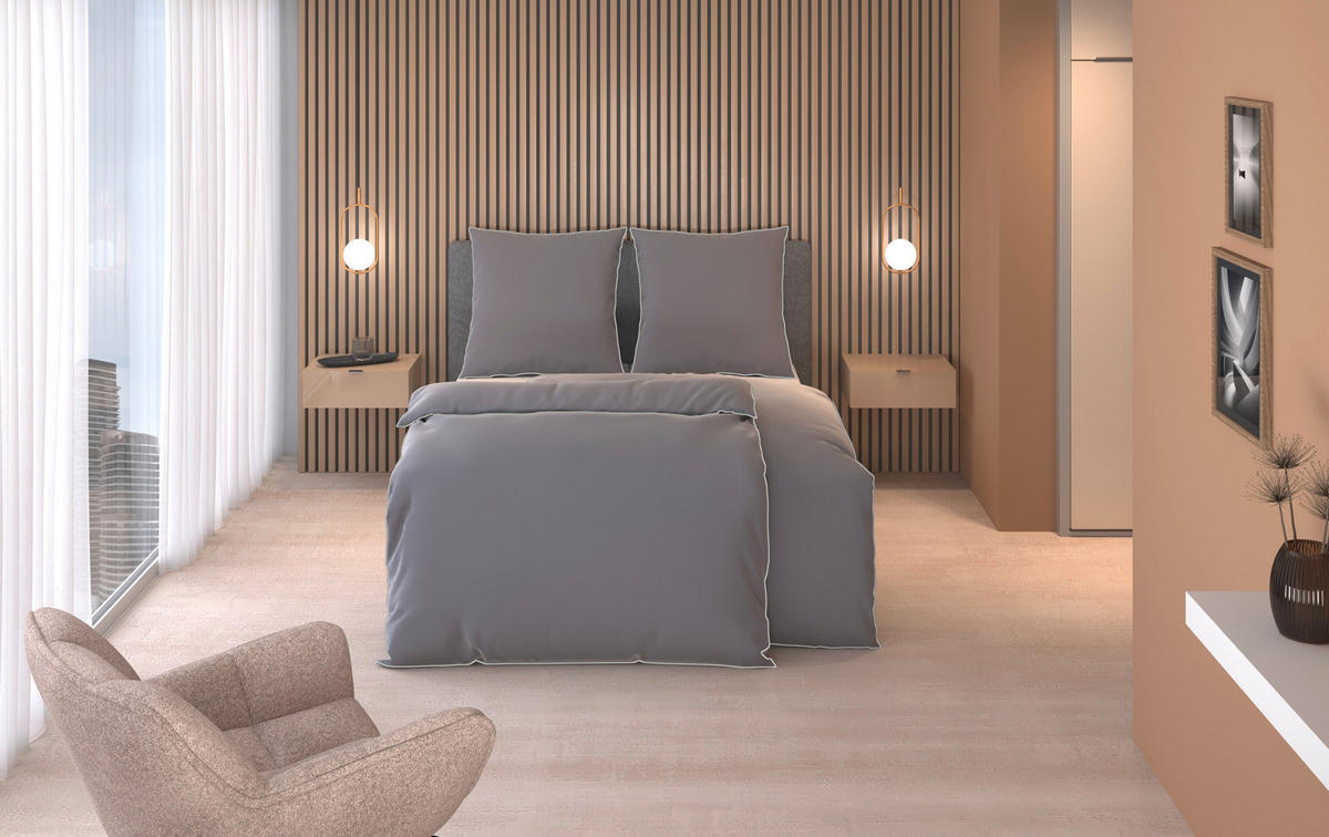 BETTWÄSCHE Calla Flachgewebe 135/200 cm  - Dunkelgrau, Basics, Textil (135/200cm) - Dieter Knoll
