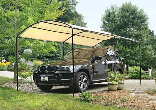 CARPORT 270/240/490 cm Stahl  - Beige/Schwarz, Basics, Kunststoff/Metall (270/240/490cm) - Ambia Garden