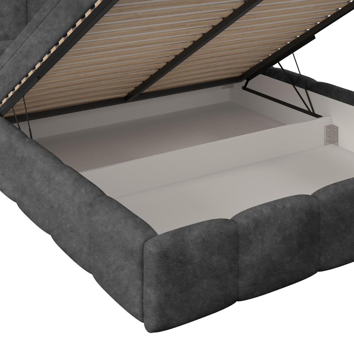 POLSTERBETT 160/200 cm,  in Schwarz, Matratze, Bettkasten, H3 = fest  - Schwarz, Trend, Kunststoff/Textil (160/200cm)