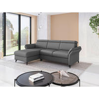 ECKSOFA 166/253 cm GLENDALE E in Flachgewebe Dunkelgrau Armteilverstellung, Kopfteilverstellung  166/253 cm  - Dunkelgrau/Schwarz, KONVENTIONELL, Textil/Metall (166/253cm) - Sit & More