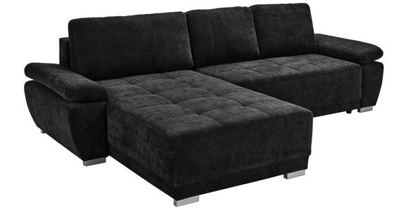ECKSOFA  in Chenille Schwarz  - Silberfarben/Schwarz, KONVENTIONELL, Holz/Textil (187/293cm) - Carryhome