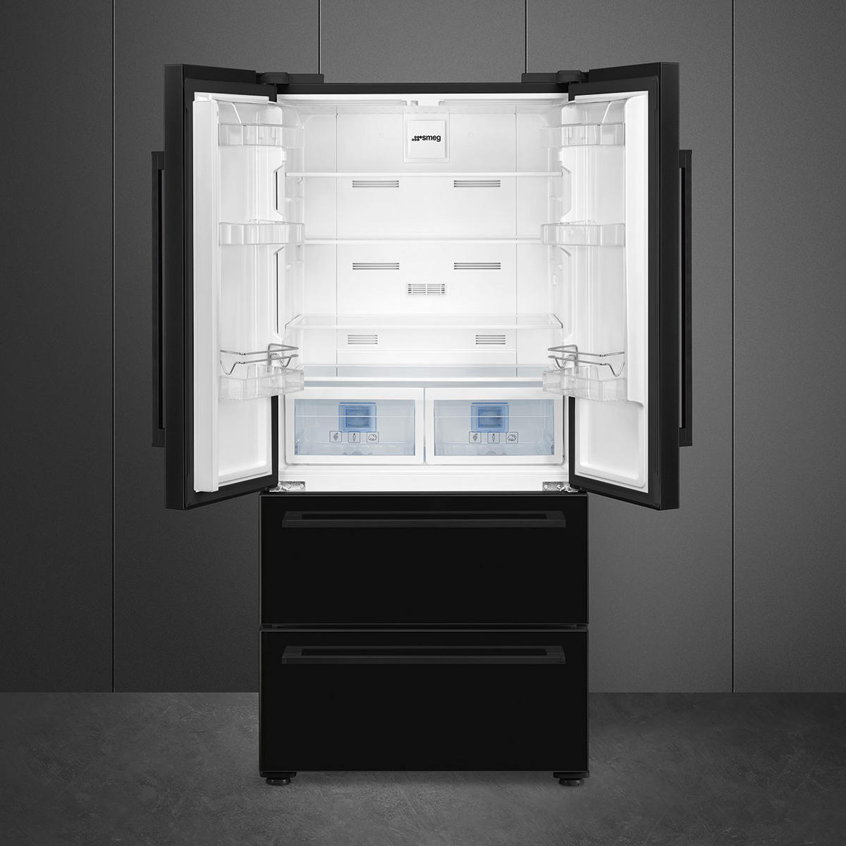 FRENCH-DOOR FQ55FNDE  - Schwarz Hochglanz, Basics, Metall (84/182,5/70cm) - SMEG