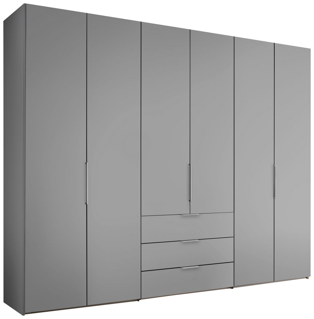 DREHTÜRENSCHRANK inkl. Zubehör 298/222/63 cm,  in Hellgrau, 6-türig  - Hellgrau/Alufarben, Design, Holzwerkstoff/Metall (298/222/63cm) - Dieter Knoll