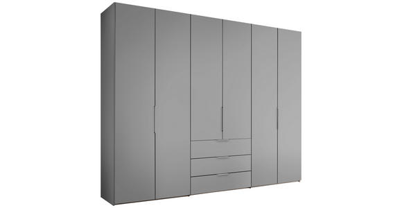 DREHTÜRENSCHRANK inkl. Zubehör 298/222/63 cm,  in Hellgrau, 6-türig  - Hellgrau/Alufarben, Design, Holzwerkstoff/Metall (298/222/63cm) - Dieter Knoll