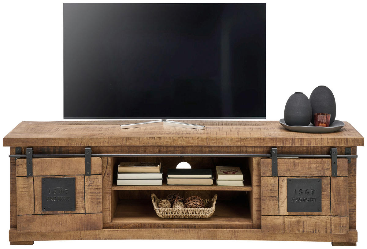 LOWBOARD Naturfarben, Schwarz  160/50/45 cm  - Schwarz/Naturfarben, KONVENTIONELL, Holz/Holzwerkstoff (160/50/45cm) - Landscape