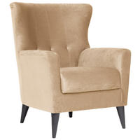 OHRENSESSEL Velours Creme  - Creme/Schwarz, KONVENTIONELL, Kunststoff/Textil (72/96/77cm) - Livetastic