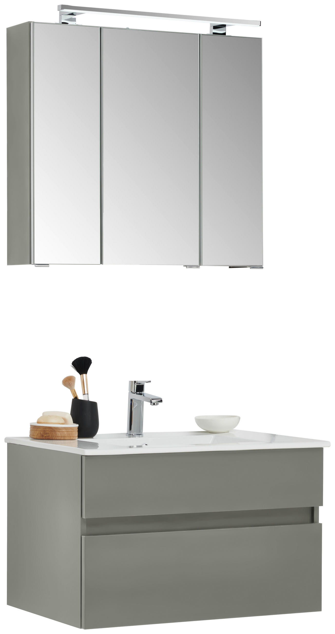 BADEZIMMER 3-teilig  in 72 cm  - Dunkelgrün/Weiß, Design, Keramik/Holzwerkstoff (72cm) - Novel