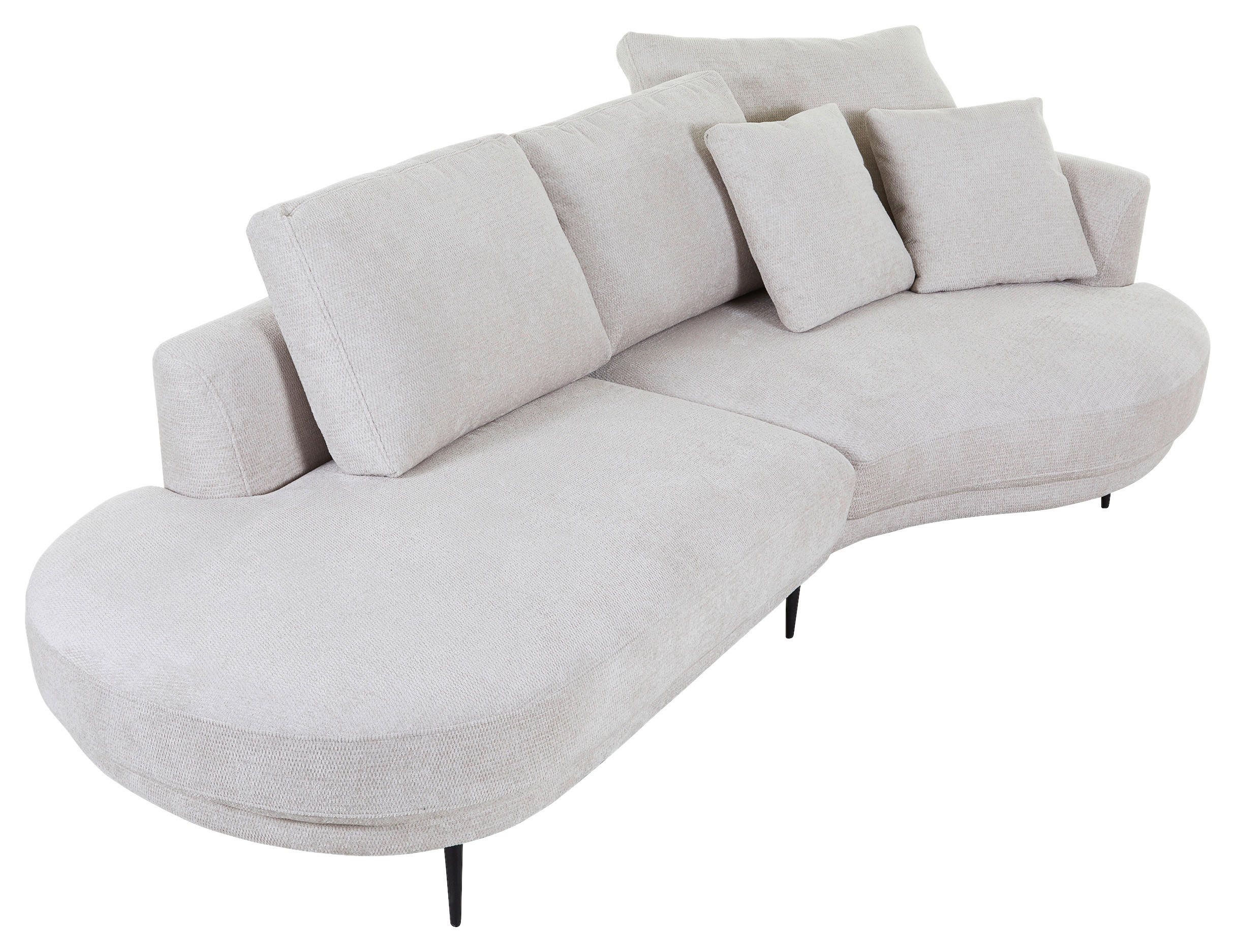 ECKSOFA in Chenille Grauweiss  - Schwarz/Grauweiss, Konventionell, Textil/Metall (275/140cm) - Carryhome
