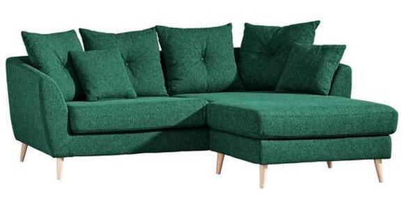 ECKSOFA in Flachgewebe Dunkelgrün  - Dunkelgrün/Buchefarben, KONVENTIONELL, Holz/Textil (210/156cm) - Carryhome