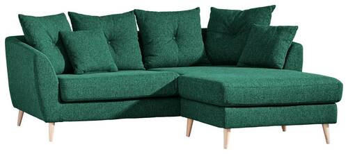 ECKSOFA in Flachgewebe Dunkelgrün  - Dunkelgrün/Buchefarben, Konventionell, Holz/Textil (210/156cm) - MID.YOU