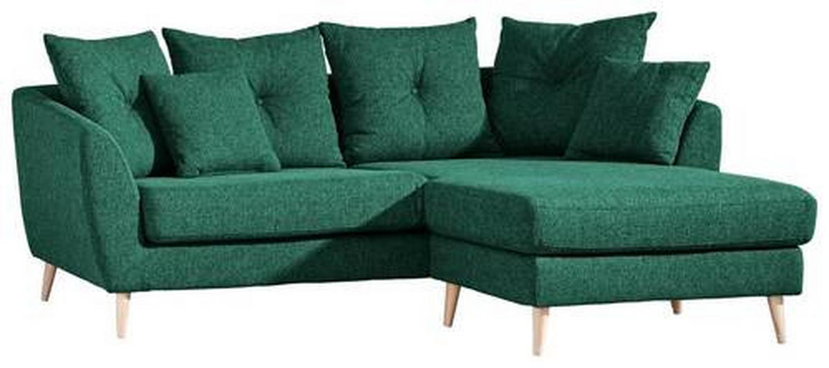 ECKSOFA in Flachgewebe Dunkelgrün  - Dunkelgrün/Buchefarben, Konventionell, Holz/Textil (210/156cm) - MID.YOU
