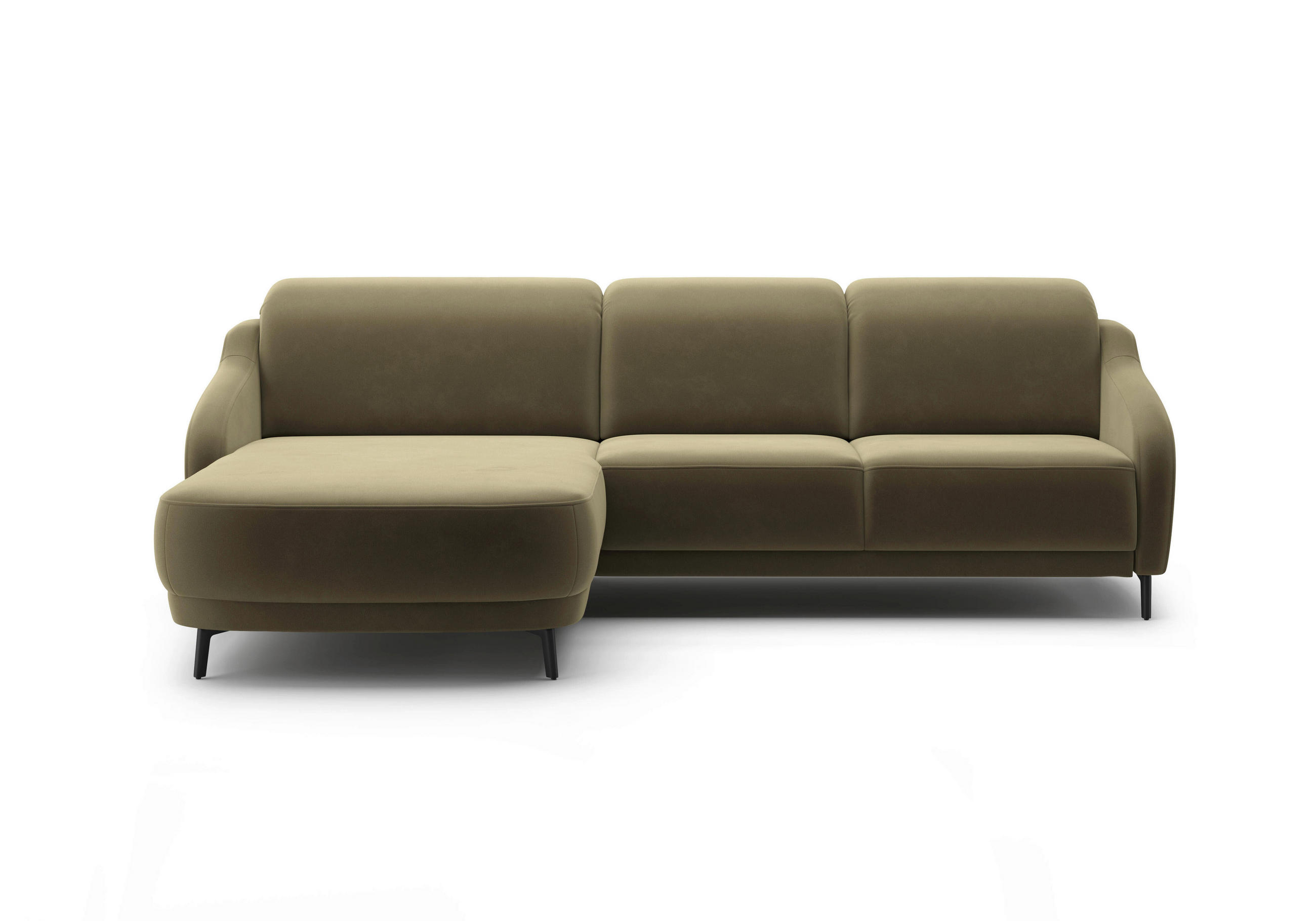ECKSOFA BLUES V Olivgrün Samt  - Schwarz/Olivgrün, MODERN, Textil/Metall (191/271cm) - Sit & More