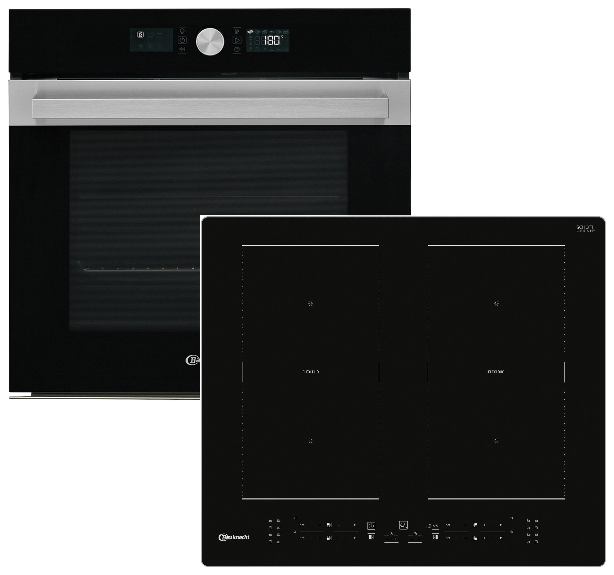 BACKOFENSET BAKO5 PF26 BLACK  - Edelstahlfarben/Schwarz, Basics, Glas/Metall (60/52cm) - Bauknecht