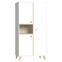 BABYKLEIDERSCHRANK Colette  - Weiß Hochglanz/Naturfarben, Basics, Holz/Holzwerkstoff (96/190/57cm)