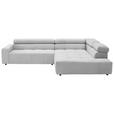 ECKSOFA in Feincord Hellgrau  - Hellgrau/Schwarz, KONVENTIONELL, Kunststoff/Textil (311/219cm) - Hom`in