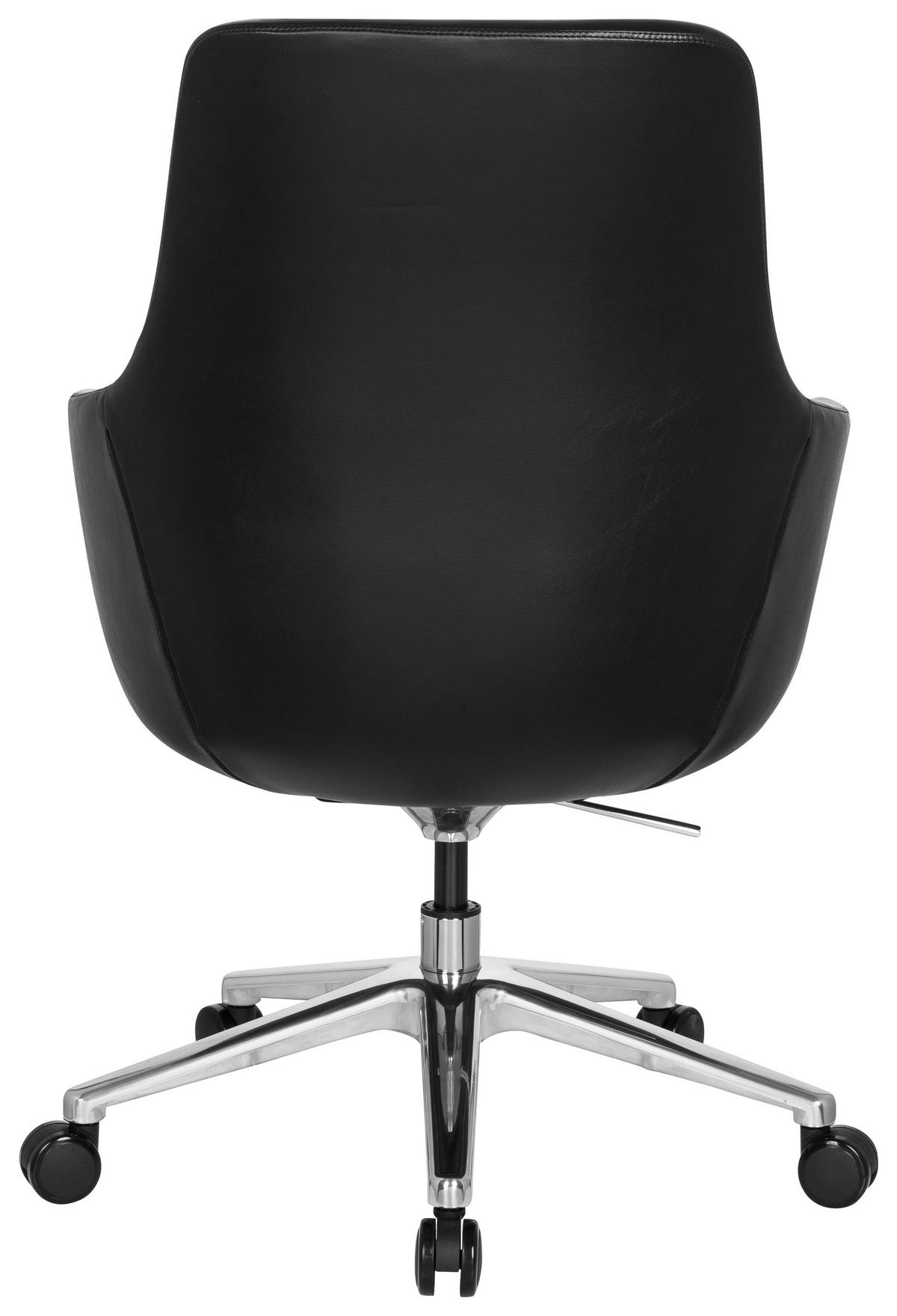 DREHSTUHL Lederlook Schwarz  - Schwarz/Alufarben, MODERN, Leder/Kunststoff (65/104/54cm) - MID.YOU