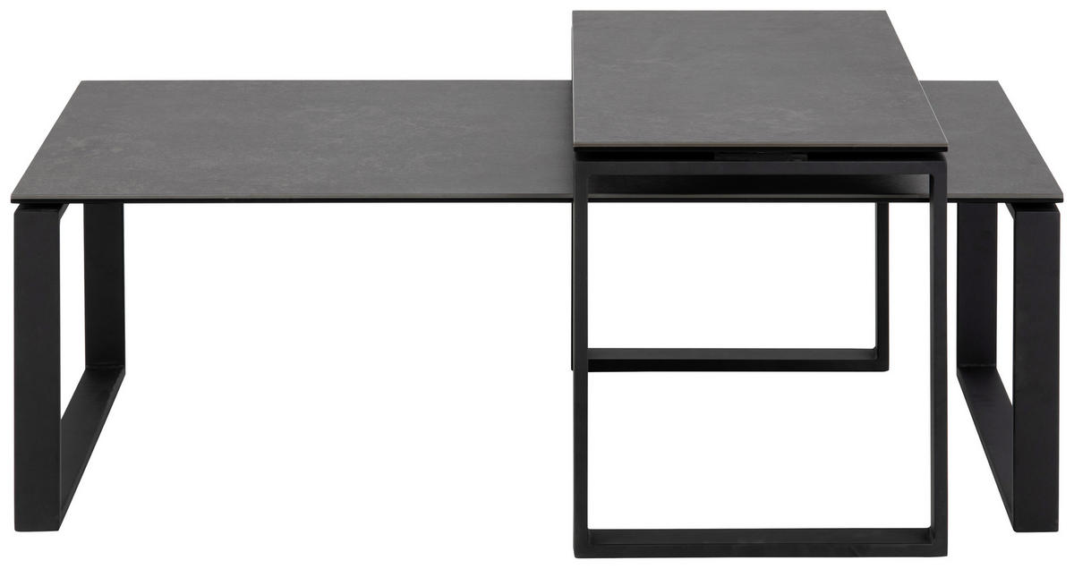 COUCHTISCHSET in Metall, Glas 115/55/45 cm  - Schwarz, Trend, Glas/Metall (115/55/45cm) - MID.YOU