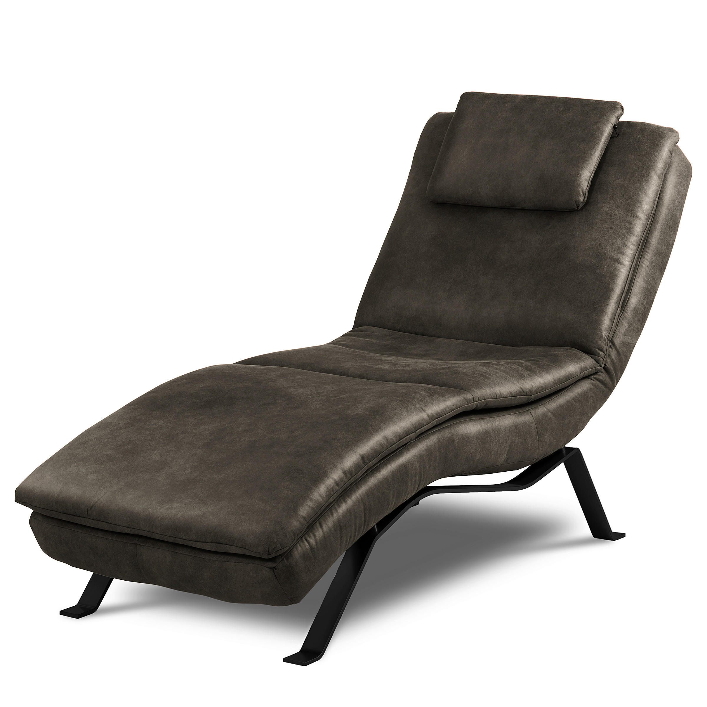 RELAXLIEGE Echtleder Anthrazit  - Anthrazit/Schwarz, Design, Leder/Metall (65/95/171cm) - Celina Home