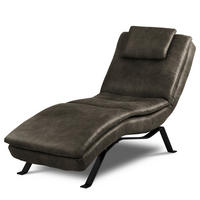 RELAXLIEGE Echtleder Anthrazit  - Anthrazit/Schwarz, Design, Leder/Metall (65/95/171cm) - Celina Home