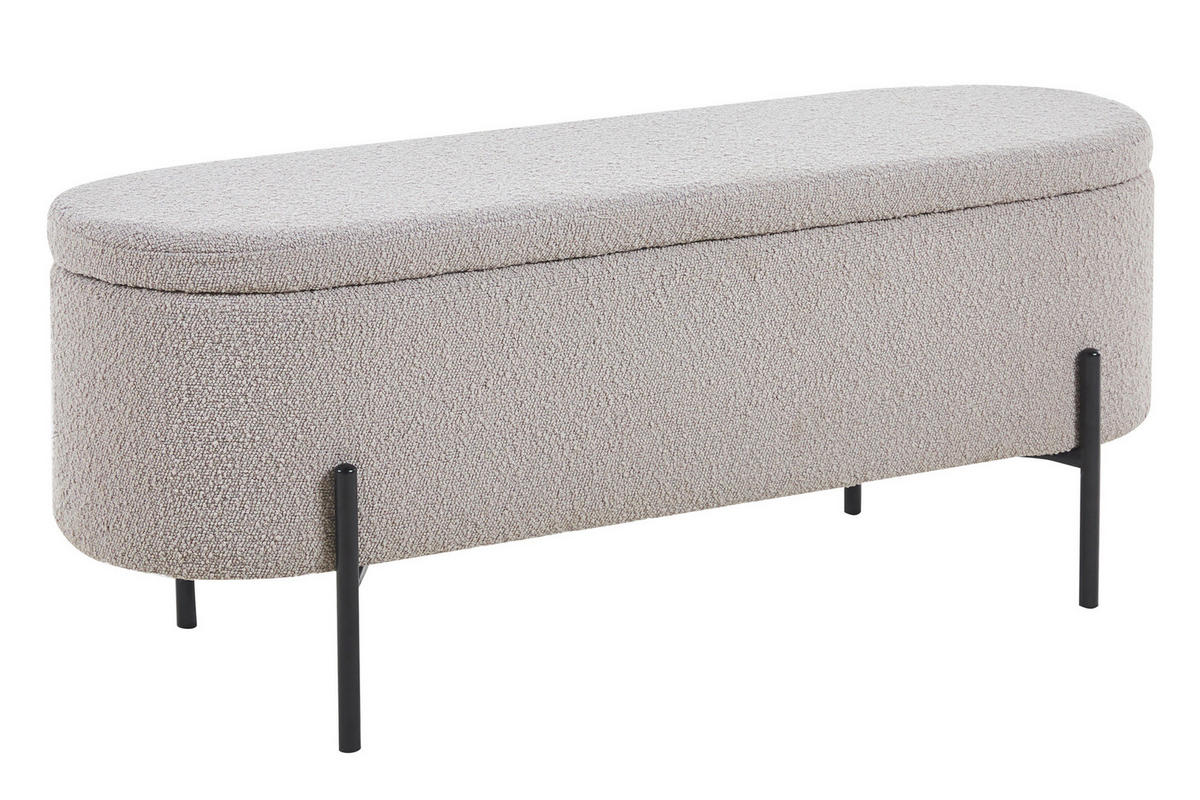 HOCKERBANK 110/44/40 cm Bouclé Taupe Metall  - Taupe/Schwarz, MODERN, Textil/Metall (110/44/40cm) - Livetastic