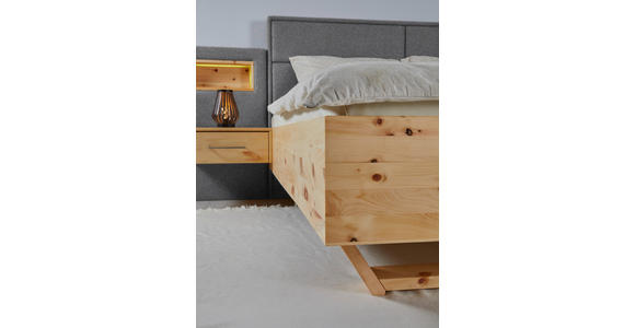 BETT 180/200 cm in Zirbelkieferfarben, Hellgrau - Zirbelkieferfarben/Hellgrau, Natur, Holz/Textil (180/200cm) - Valnatura