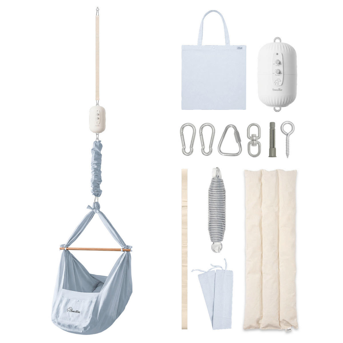 FEDERWIEGE  72/51/166 cm  - Graublau, Basics, Textil (72/51/166cm)