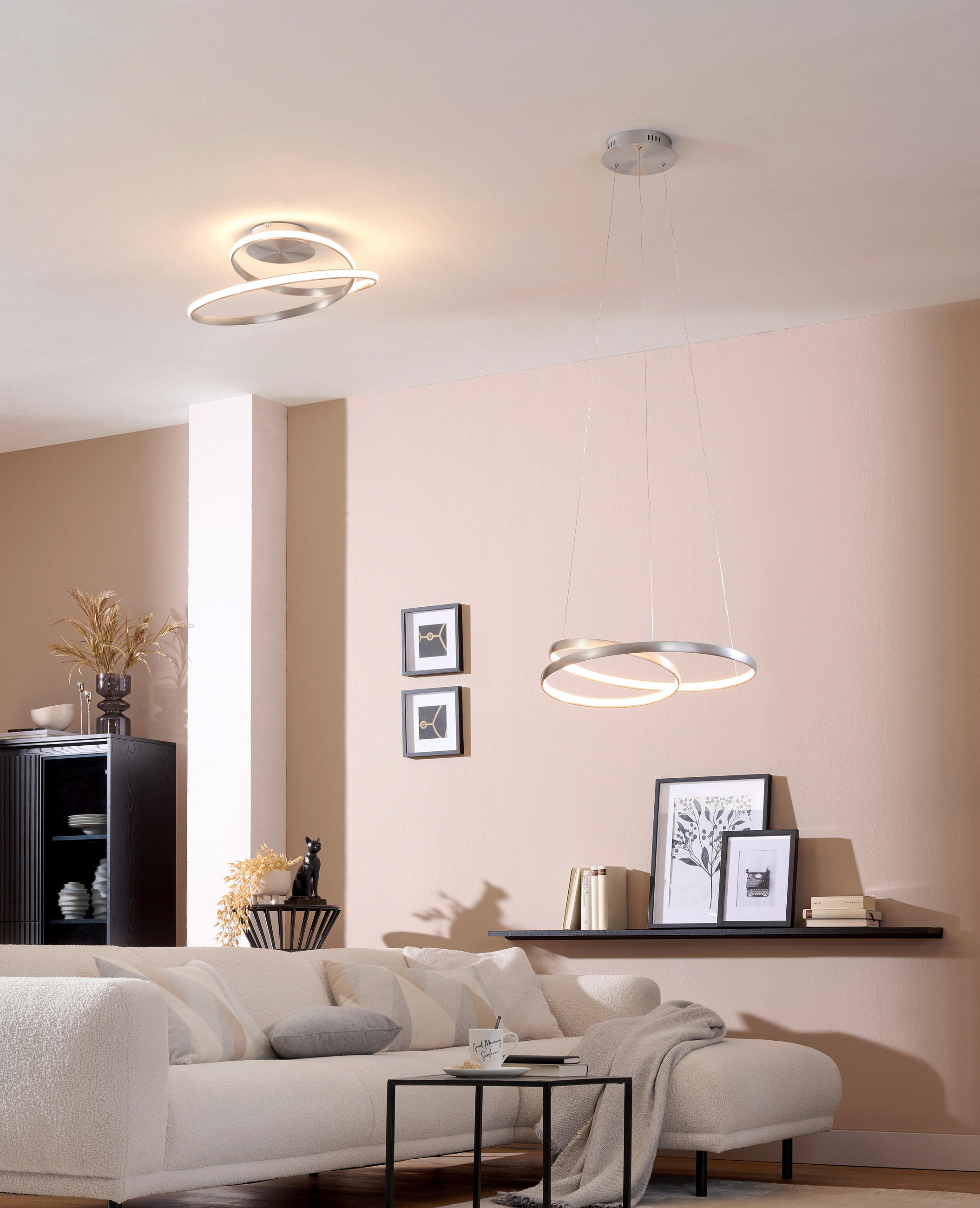 LED-HÄNGELEUCHTE 56/150 cm  - Chromfarben/Weiß, Design, Kunststoff (56/150cm) - Ambiente