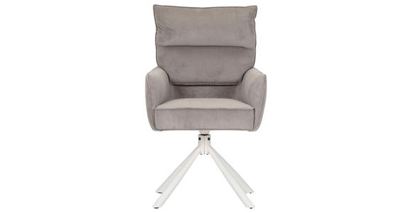 ARMLEHNSTUHL  Stoffauswahl, Sitzfläche 360° drehbar, automatische Rückholfunktion Cord  - Taupe/Creme, Design, Textil/Metall (60/95/62cm) - Novel