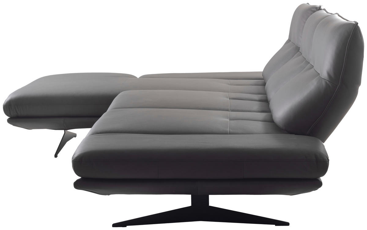 Colțar, piele, gri închis - gri închis/negru, Design, metal/piele (180/291cm) - Celina Home