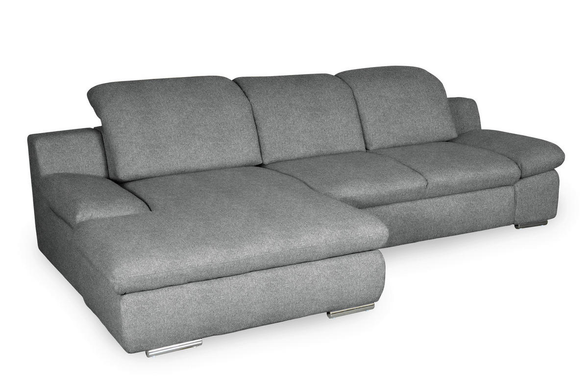 ECKSOFA Dunkelgrau Chenille  - Chromfarben/Dunkelgrau, Design, Textil/Metall (165/286cm) - Livetastic