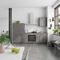 KÜCHENBLOCK Riva 270 cm  in Schieferfarben  - Schieferfarben/Edelstahlfarben, MODERN, Holzwerkstoff/Metall (270cm) - Nobilia