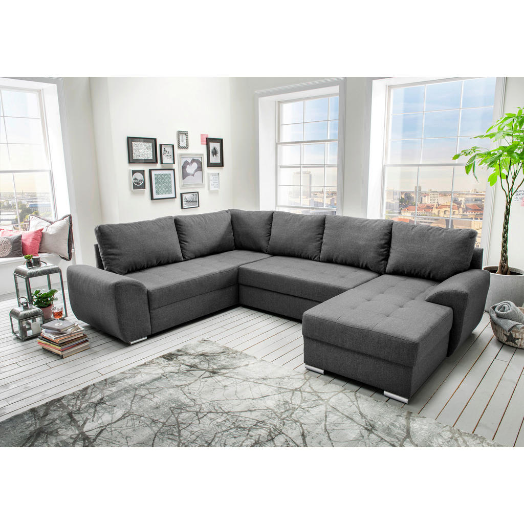 Thumbnail - Livetastic Wohnlandschaft, Grau, Textil, 6-Sitzer, Füllung: Schaumstoff, U-Form, 292x218 cm, Liegefunktion, Wohnzimmer, ...
