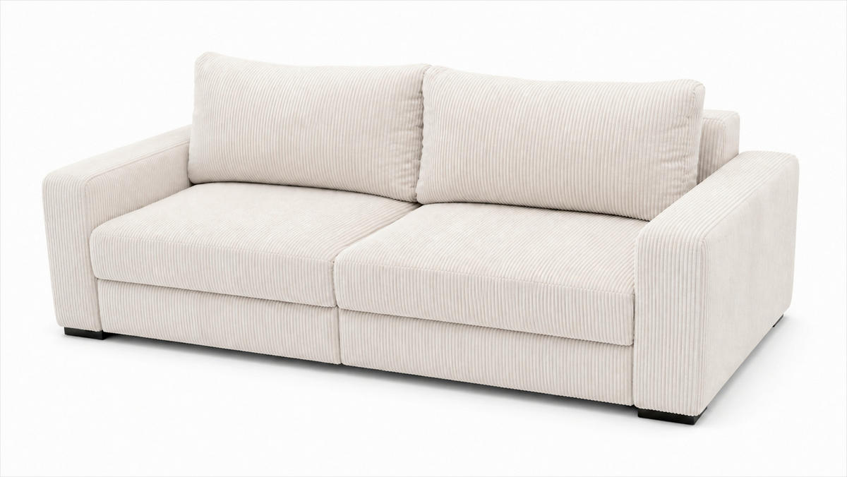 3-SITZER-SOFA Cord Beige  - Beige/Schwarz, Basics, Holz/Textil (250/90/110cm) - MID.YOU