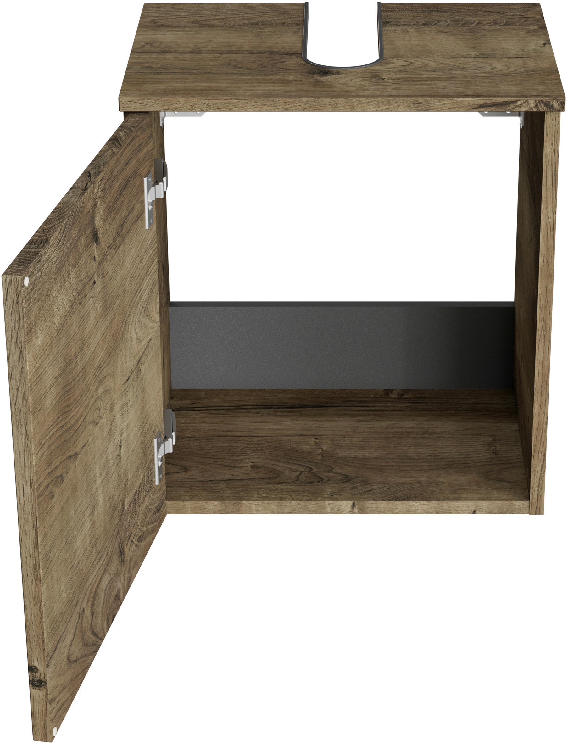 WASCHBECKENUNTERSCHRANK 45/49,8/33,3 cm  - Eiche dunkel/Chromfarben, KONVENTIONELL, Holzwerkstoff/Metall (45/49,8/33,3cm) - Sadena