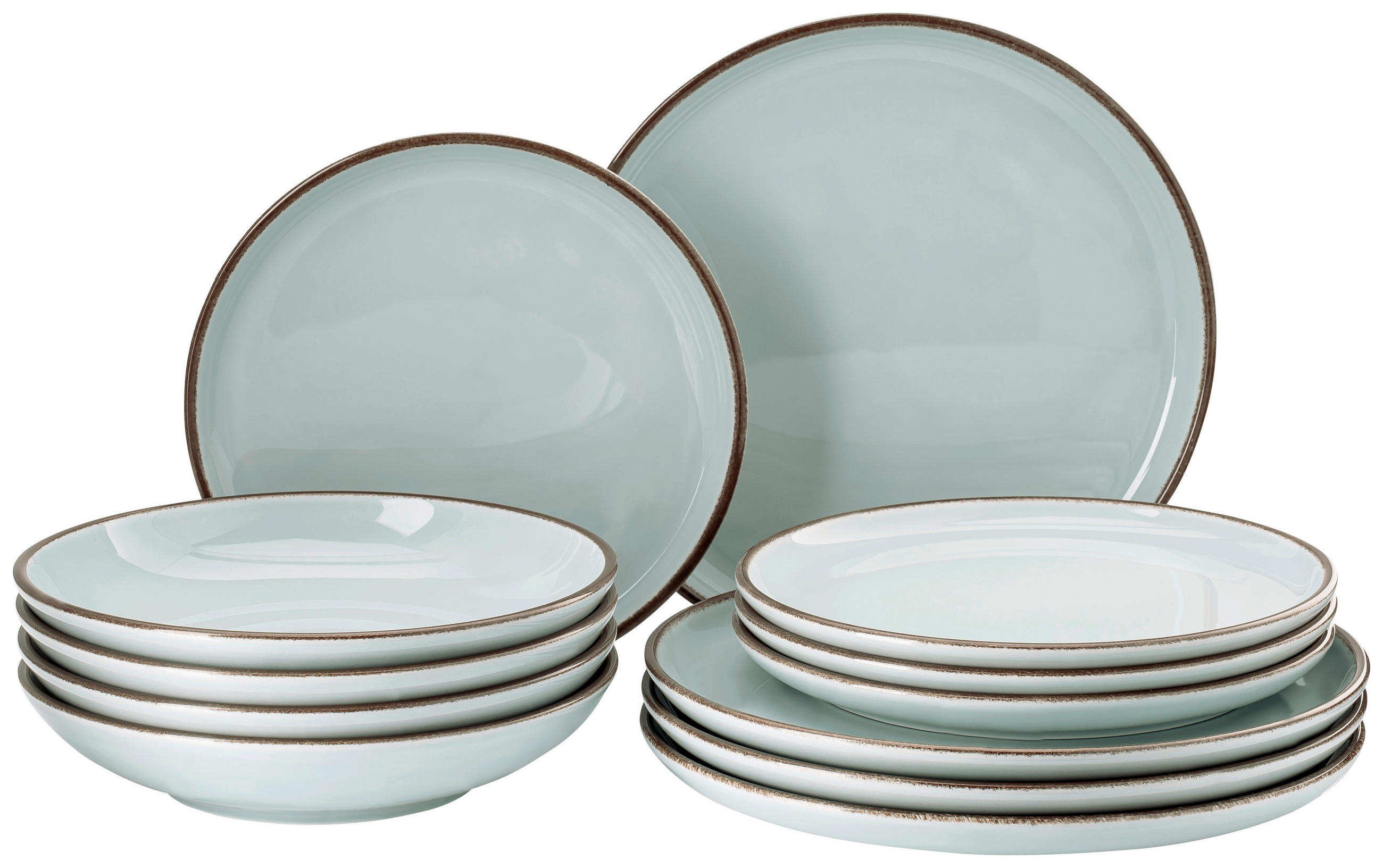 KOMBISERVICE Mintgrau Profi Casual Mint 12-teilig 4 Personen  - Mintgrau, Basics, Keramik - Rosenthal