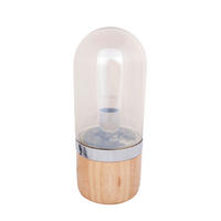 TISCHLEUCHTE 14/14/33 cm  - Champagner, Trend, Glas/Holz (14/14/33cm) - Kayoom