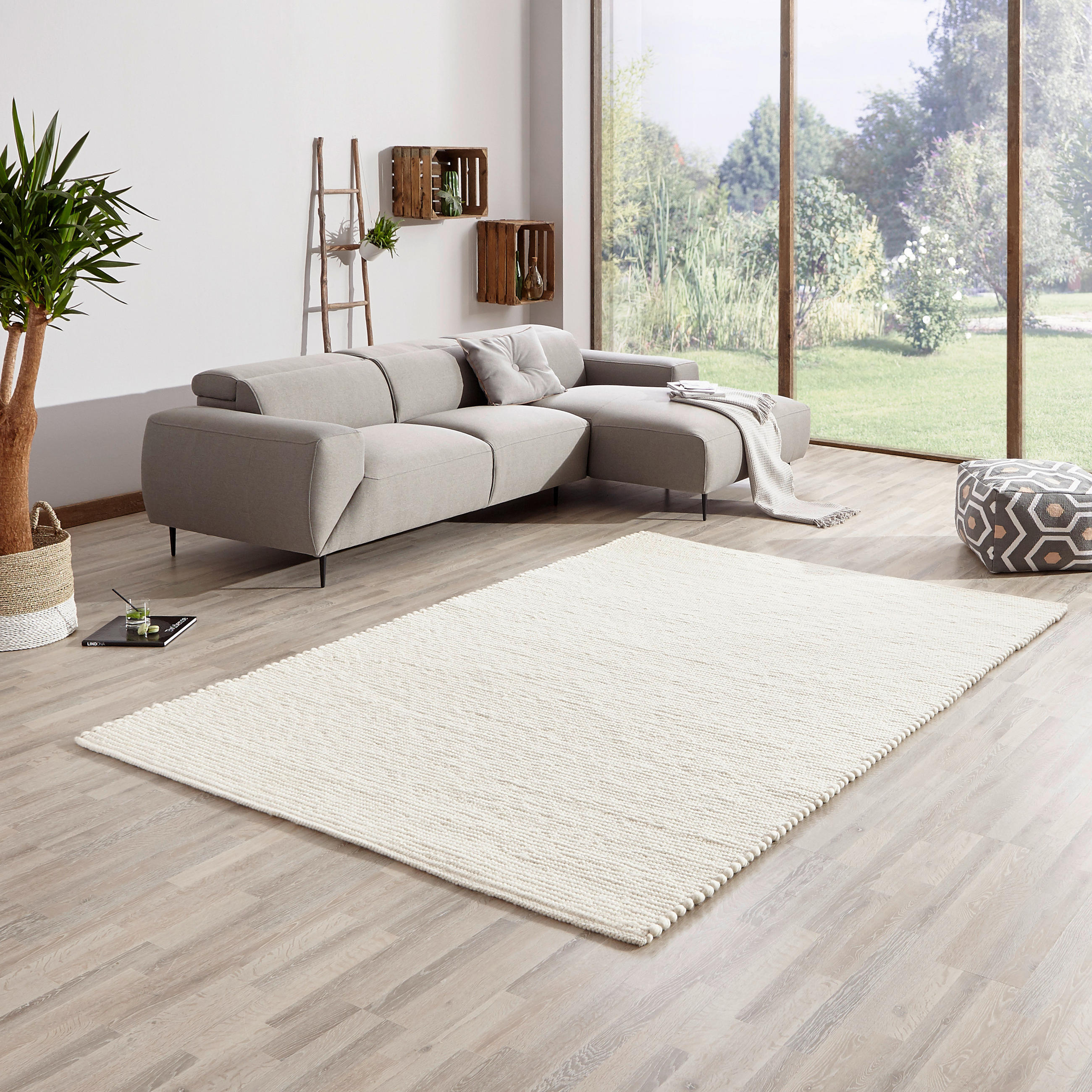 HANDWEBTEPPICH 170/230 cm Weiß  - Weiß, Basics, Textil (170/230cm) - Linea Natura