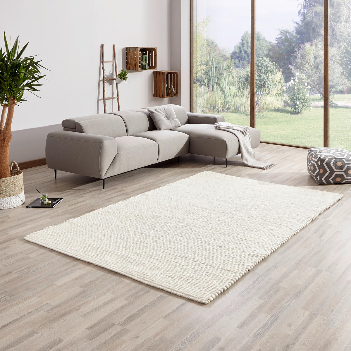HANDWEBTEPPICH 170/230 cm Weiß  - Weiß, Basics, Textil (170/230cm) - Linea Natura