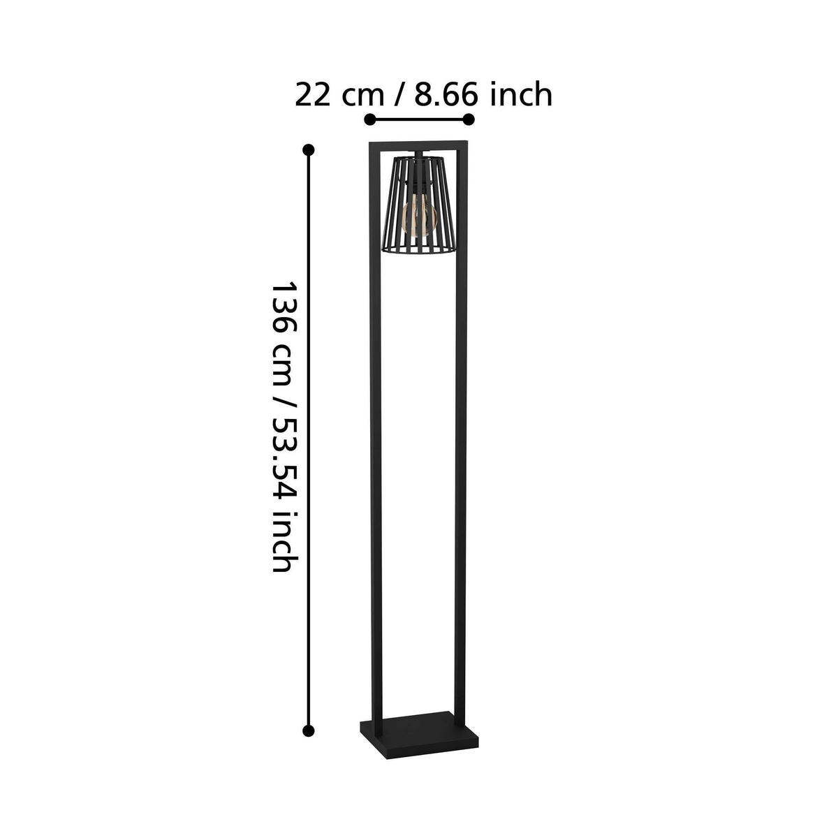 STEHLEUCHTE 22/136 cm    - Schwarz, Basics, Metall (22/136cm) - Eglo