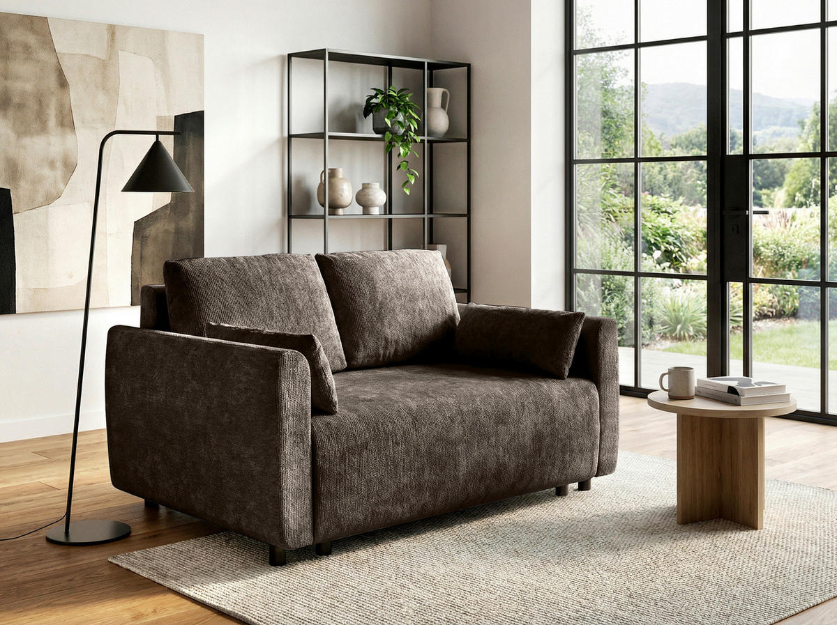 SCHLAFSOFA  in Chenille Dunkelbraun  - Dunkelbraun/Schwarz, KONVENTIONELL, Kunststoff/Textil (161/90/108cm) - Carryhome