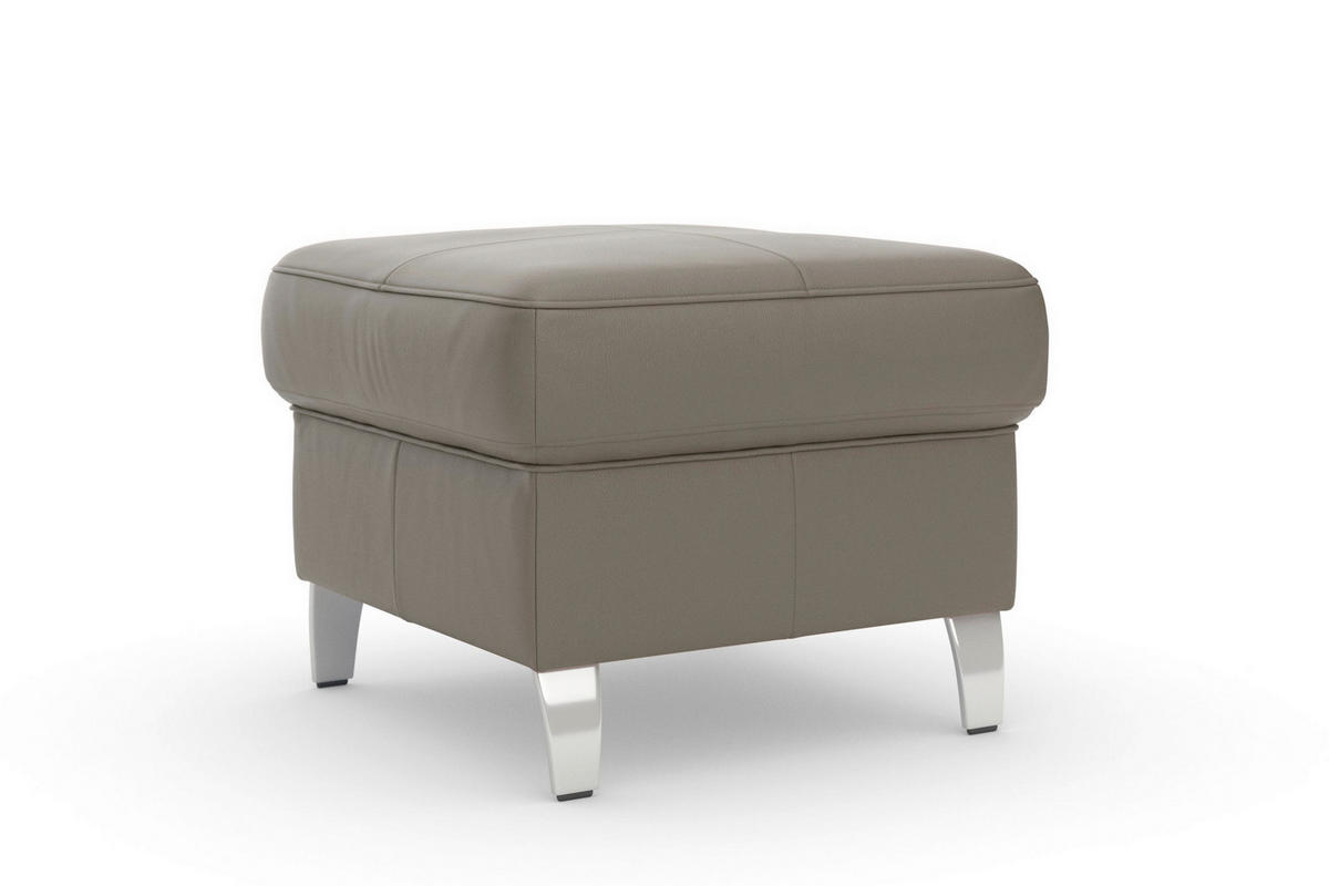 HOCKER ARNGAST E Echtleder Grau  - Chromfarben/Grau, Basics, Leder/Metall (58/48/58cm) - Sit & More
