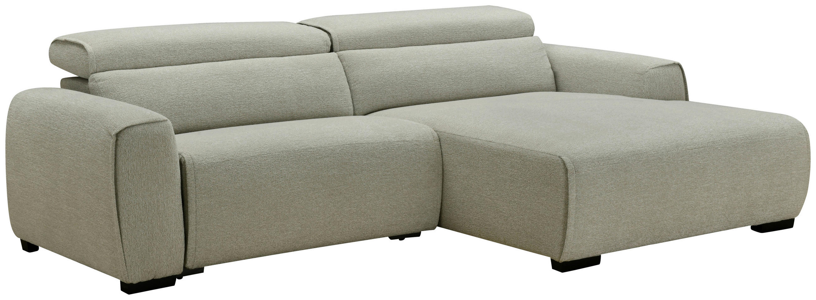ECKSOFA Beige Mikrofaser Rücken echt, Relaxfunktion, Kopfteilverstellung  - Beige/Schwarz, Design, Holz/Textil (256/172cm) - Carryhome