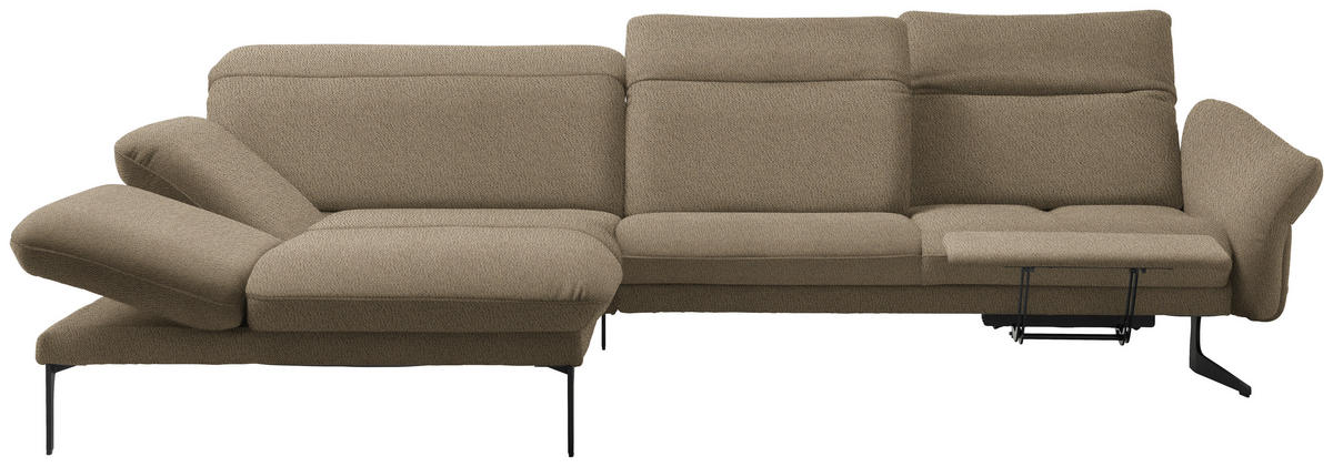 ECKSOFA in Webstoff Hellbraun  - Hellbraun/Anthrazit, Design, Textil/Metall (203/299cm) - Himolla