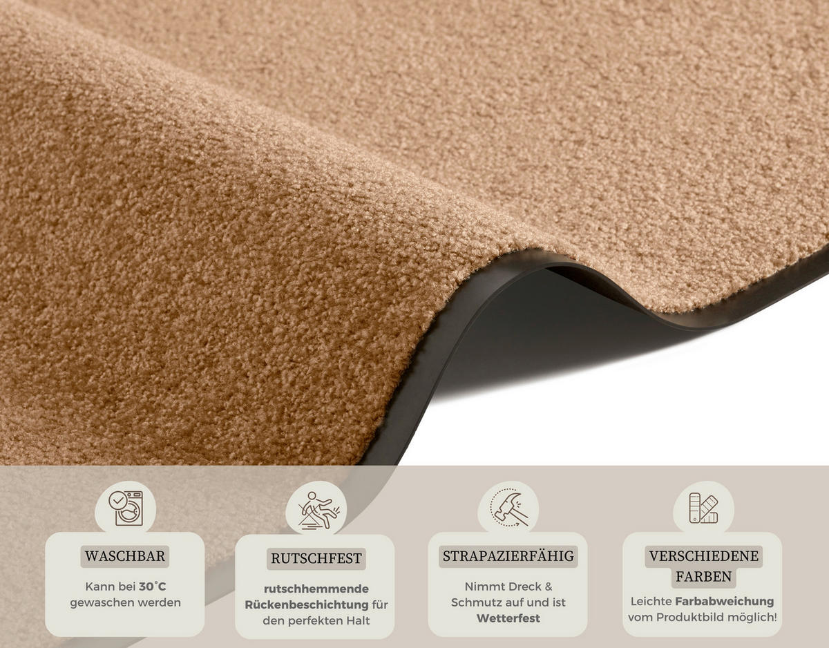 SCHMUTZFANGMATTE  90/150 cm  Hellbraun  - Hellbraun, Basics, Kunststoff/Textil (90/150cm)