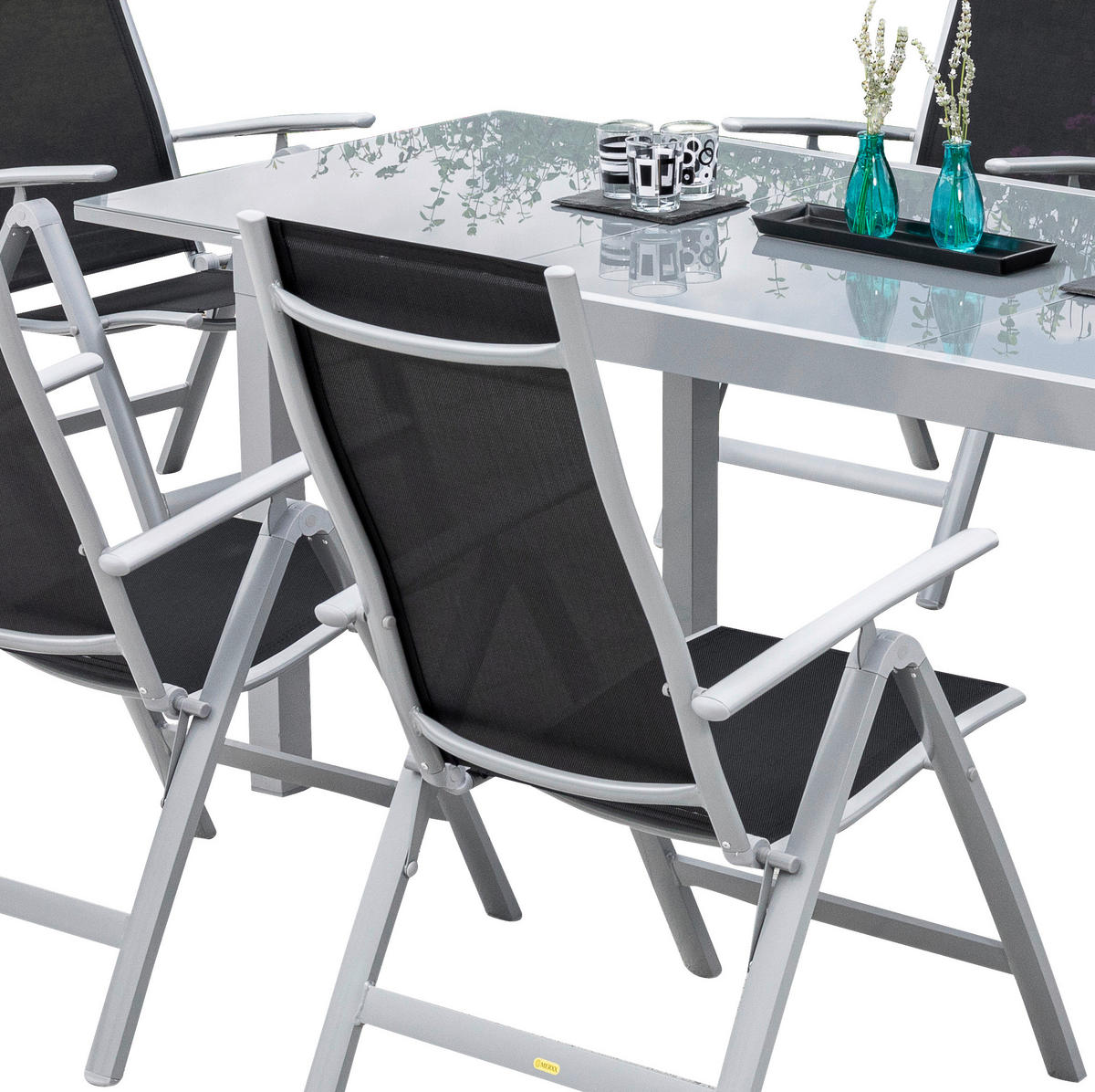 VRTNA GARNITURA Carrara  aluminij  črna  črna    - črna, Romantika, kovina/tekstil - Ambia Garden