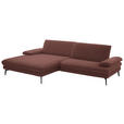 ECKSOFA  in Chenille, Flachgewebe Weinrot Rücken echt  180/284 cm  - Weinrot/Schwarz, Design, Textil/Metall (180/284cm) - Dieter Knoll