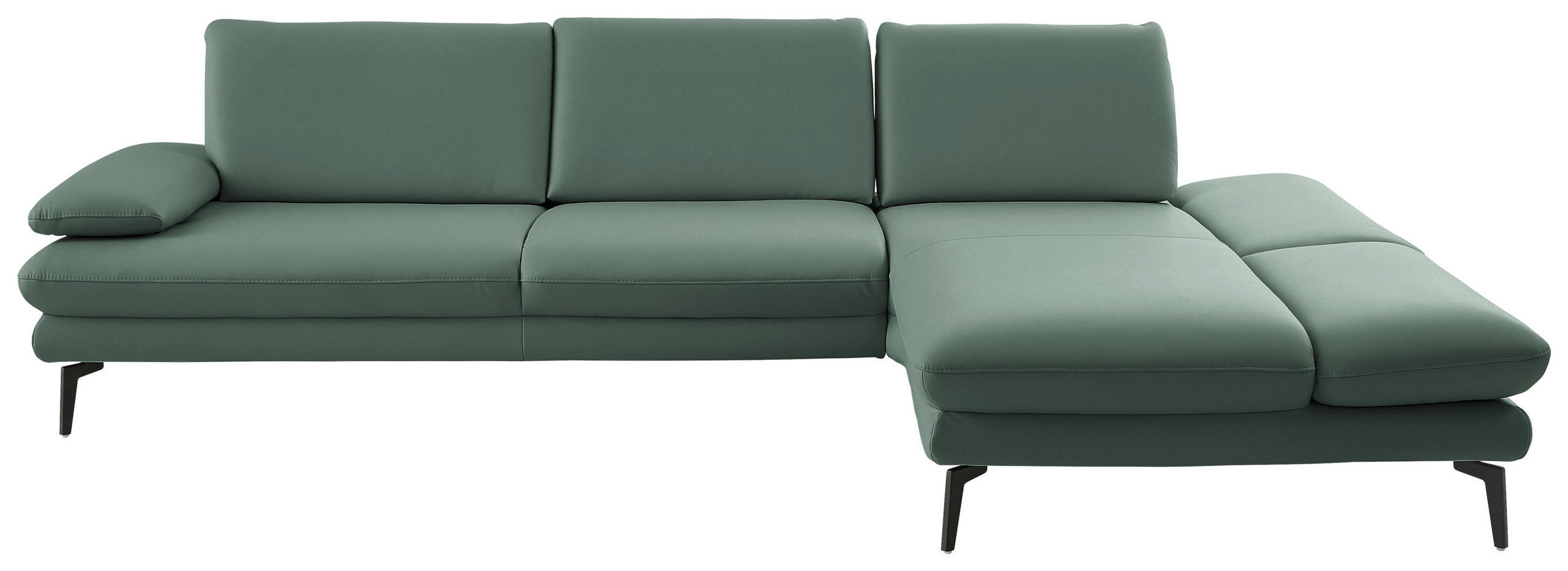 ECKSOFA in Echtleder Opal  - Opal/Schwarz, Design, Leder/Metall (308/195cm) - Dieter Knoll