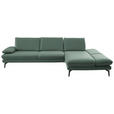ECKSOFA in Echtleder Opal  308/195 cm  - Opal/Schwarz, Design, Leder/Metall (308/195cm) - Dieter Knoll