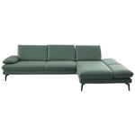 ECKSOFA in Echtleder Opal  - Opal/Schwarz, Design, Leder/Metall (308/195cm) - Dieter Knoll